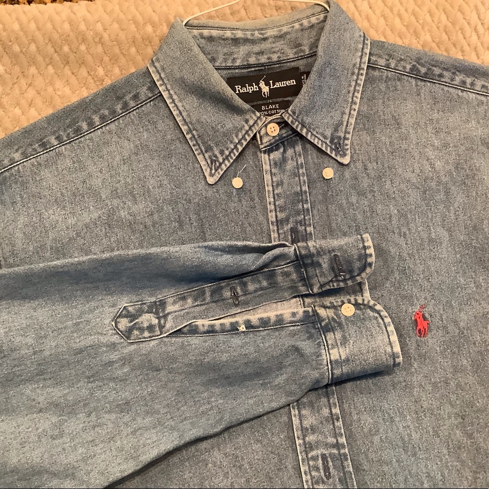 Denim shirt by Ralph Lauren.